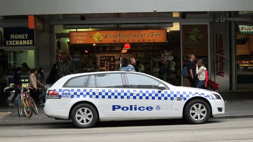 Victoria Police car in Melbourne city centre