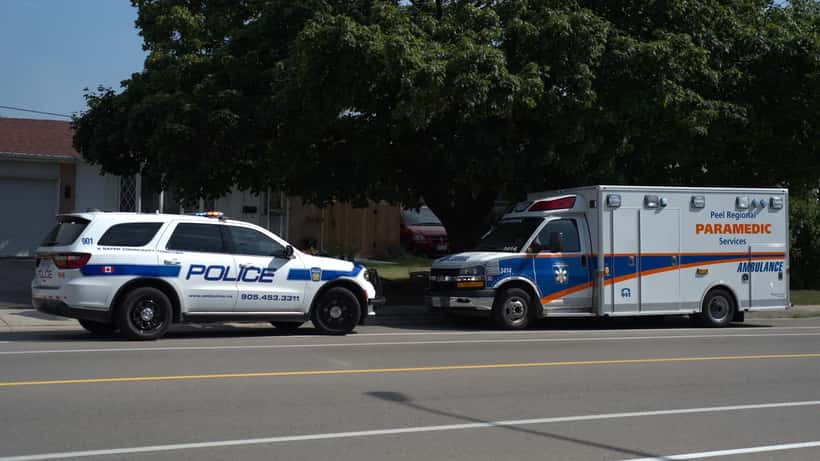 Brampton Ontario emergency services responding to a severe weather event