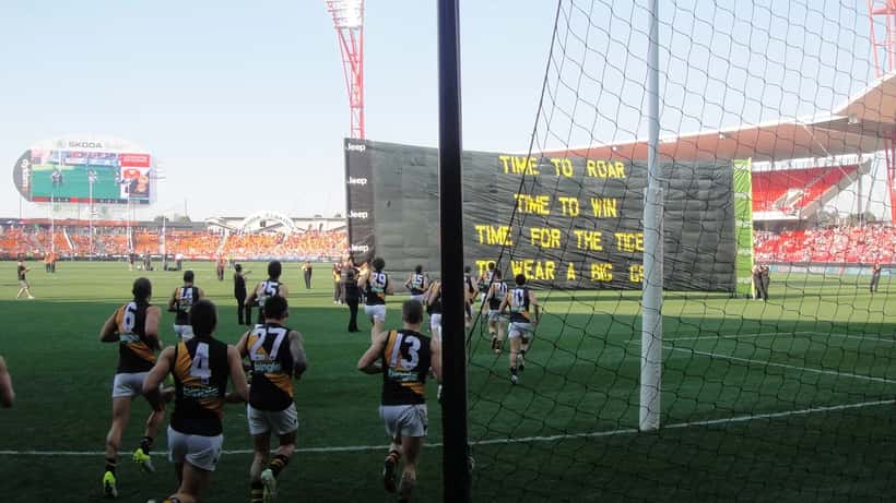 Richmond Tigers banner representing Nathan Broad's 11-season AFL career and retirement