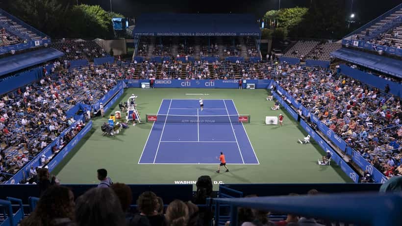 Tennis players competing at the Citi Open Washington DC tournament