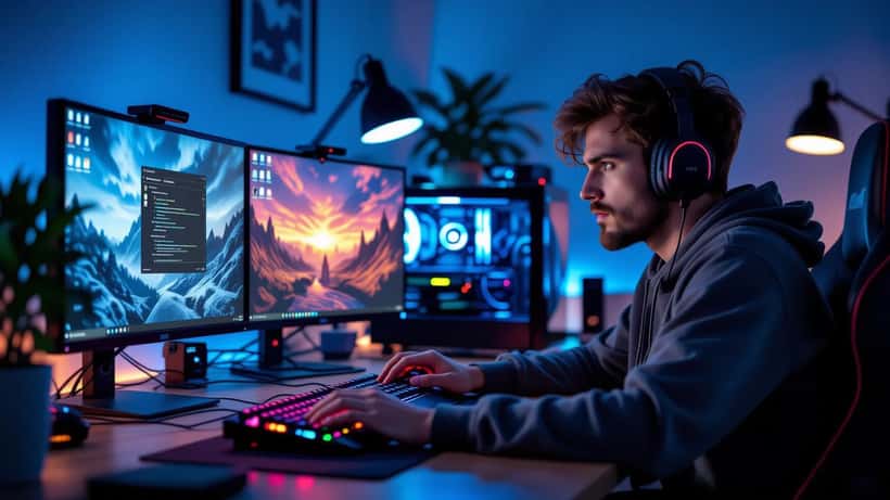 UK gamer looking alarmed at a Windows Defender security alert blocking a fake game download on their laptop