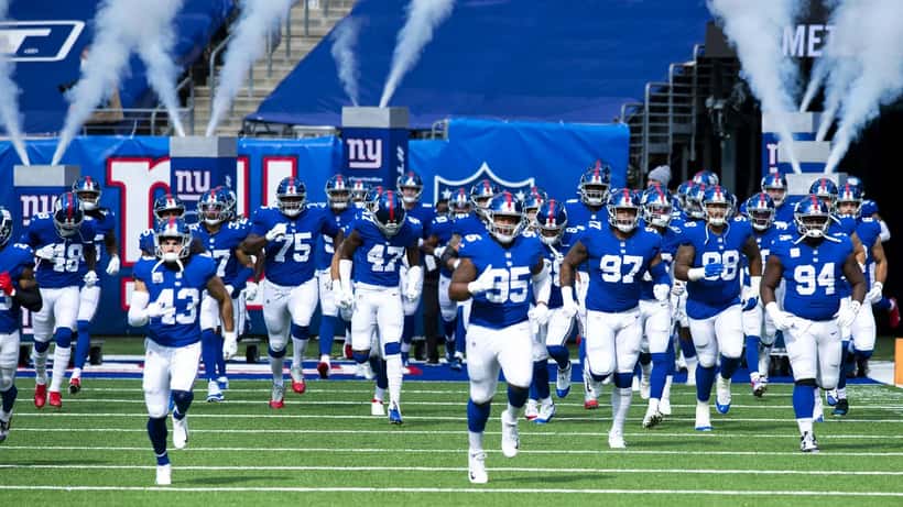 New York Giants players on field during 2026 NFL season