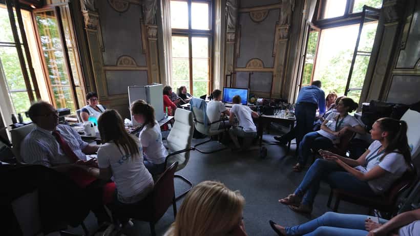 Blick in den Plenarsaal des Landtages Mecklenburg-Vorpommern in Schwerin