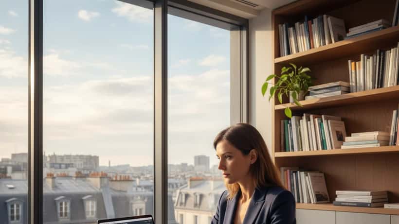 Conseillère patrimoniale analysant les cours du bitcoin dans un bureau parisien