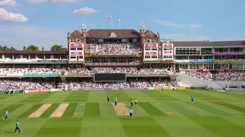 T20 cricket match in progress at The Oval cricket ground, London