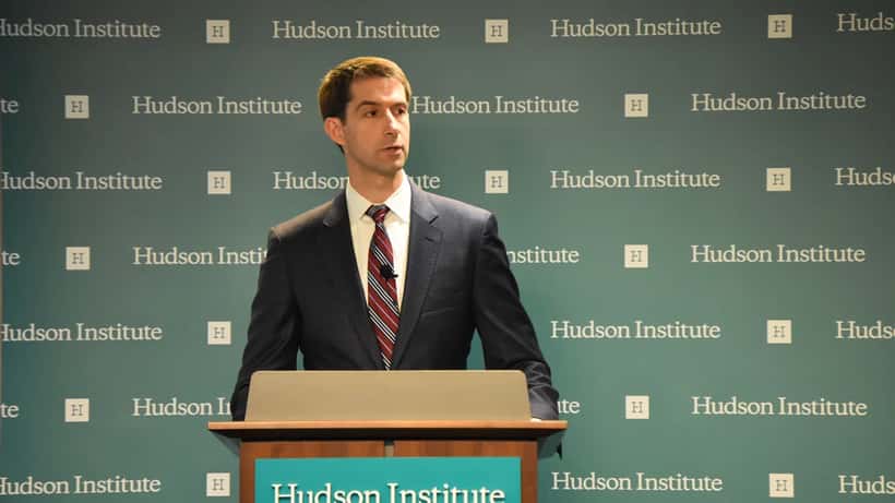 Senator Tom Cotton speaking at a policy forum, Hudson Institute