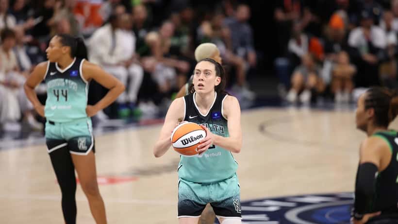 Breanna Stewart competing in the 2024 WNBA Finals, documentary press photo