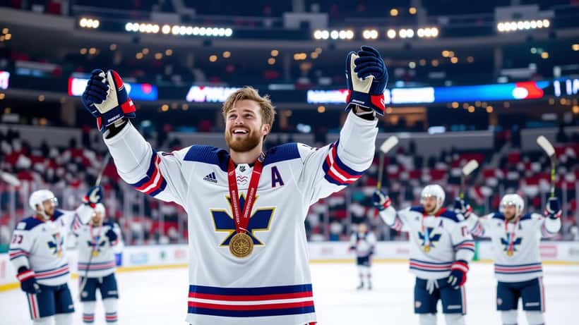 Oliver Kapanen célèbre la médaille de bronze olympique avec l'équipe de Finlande à Milano Cortina 2026