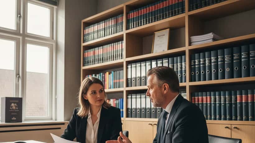 Ukrainsk kvinde i juridisk konsultation med dansk advokat i Københavns kontor