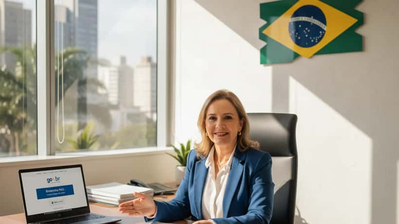 Advogada previdenciária revisando documentos do INSS em escritório iluminado em São Paulo