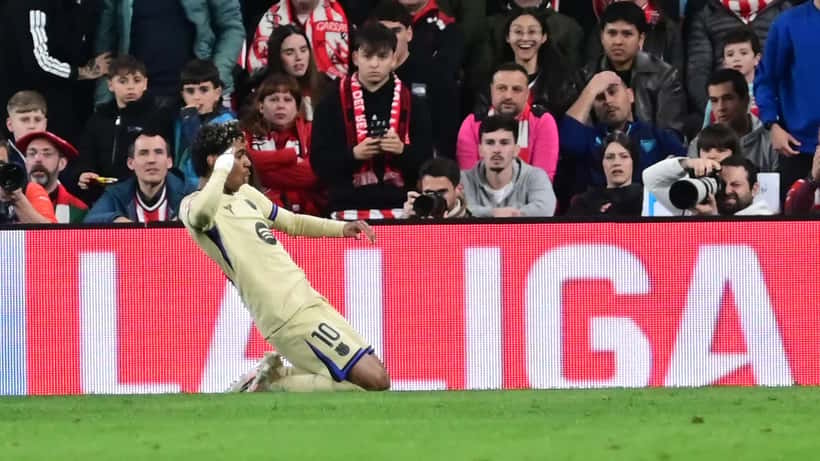 Lamine Yamal pelaa Barcelonan paidassa Athletic Clubia vastaan