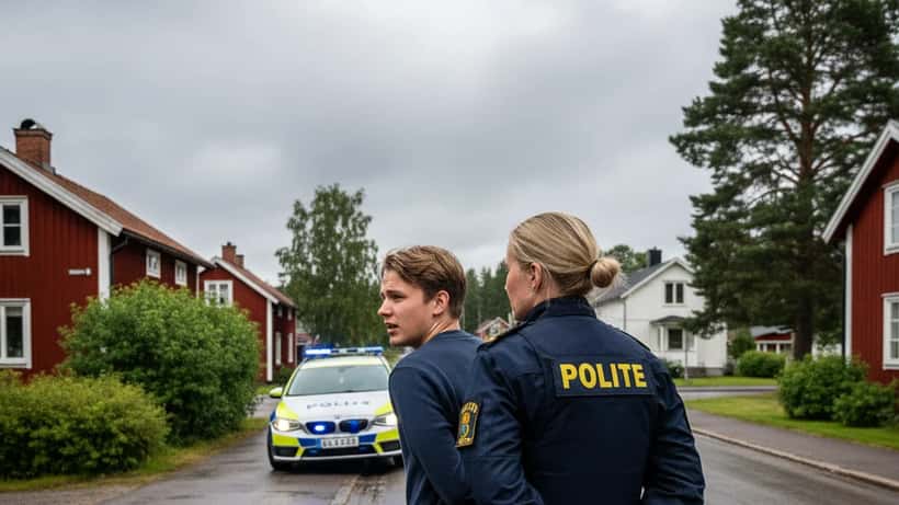 Svensk polis på gata i Dalarna vid gripande av ung man – ungdomsbrottslighet Avesta 2026