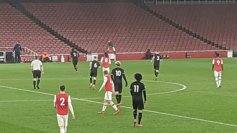 Felix Nmecha playing for Manchester City U23 against Arsenal U23 in an academy match