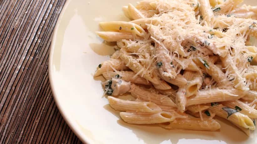 Plate of pasta with lemon cream sauce representing Italian-Mediterranean cuisine