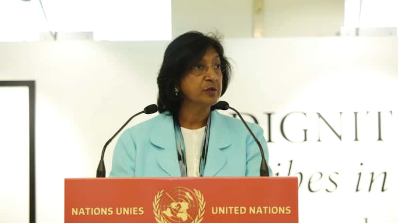 Navi Pillay taler som FNs høykommissær for menneskerettigheter, Genève
