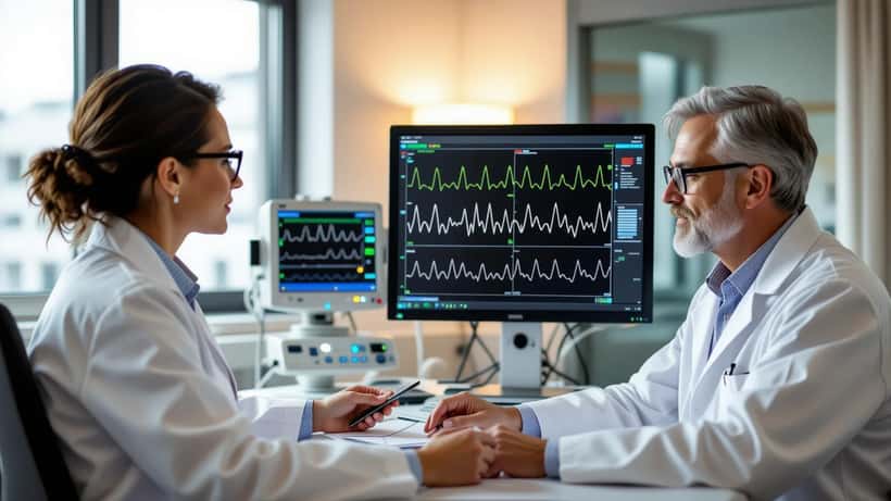 Neurologe überprüft EEG-Befund bei Absence-Diagnose in Wiener Klinik