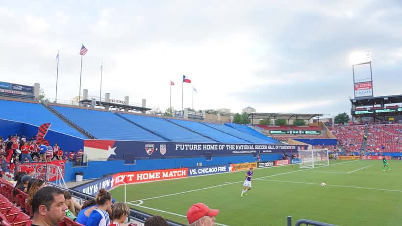 FC Dallas soccer players competing on the field during a Leagues Cup match