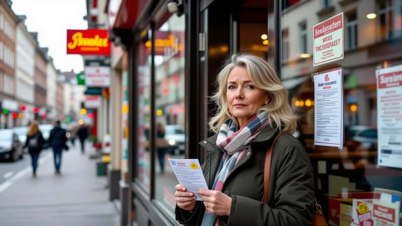 Frau mit Gutschein vor geschlossenem Restaurant in Deutschland 2026