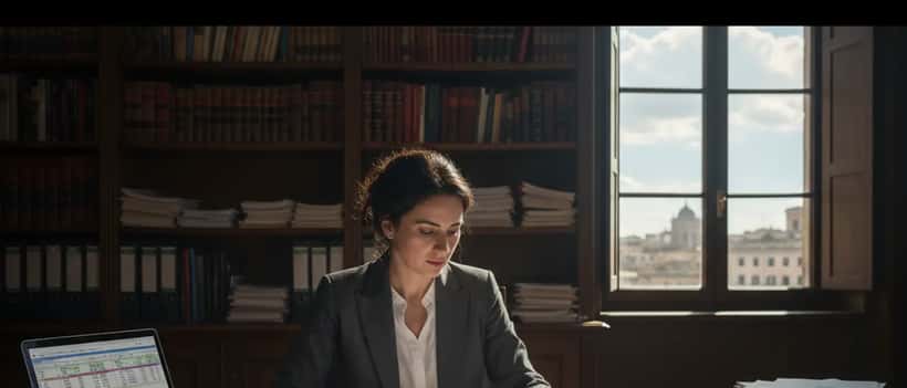 Avvocato italiano che esamina documenti assicurativi per un sinistro stradale