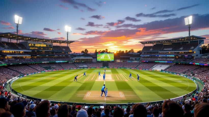 Cricket stadium scene during Ireland vs India T20 match in 2026