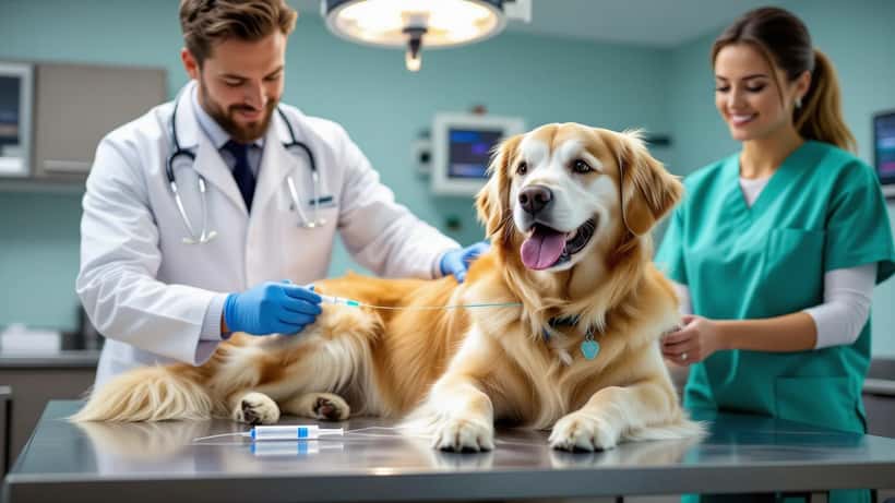 Dierenarts prepareert injectie voor hond bij veterinaire euthanasie in Nederlandse kliniek