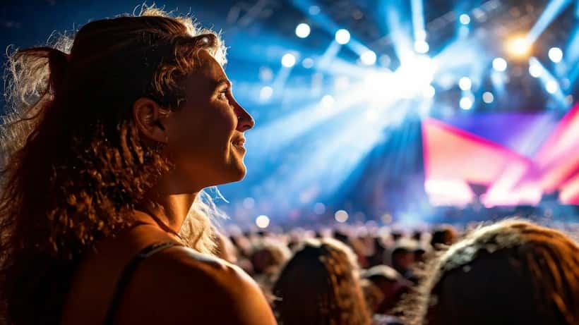 Eurovision Song Contest-scene med sceneshow og fargerike lys