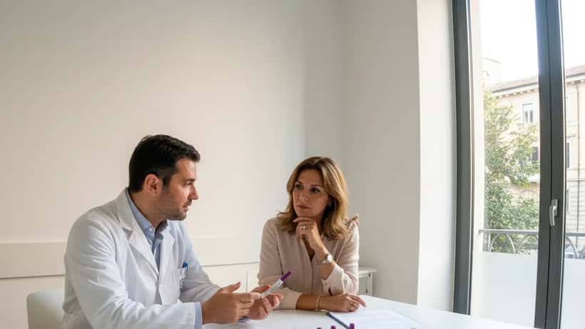 Medico endocrinologo in clinica milanese con farmaci Mounjaro tirzepatide