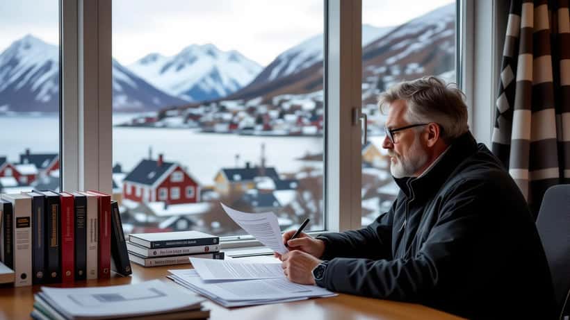 Norsk advokat gjennomgår arvedokumenter og testament på kontor i Molde