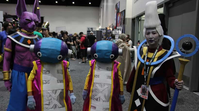Dragon Ball Super Beerus cosplayers at fan convention UK copyright 2026