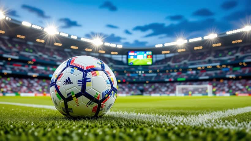 Fotboll med flaggor från VM 2026-grupper