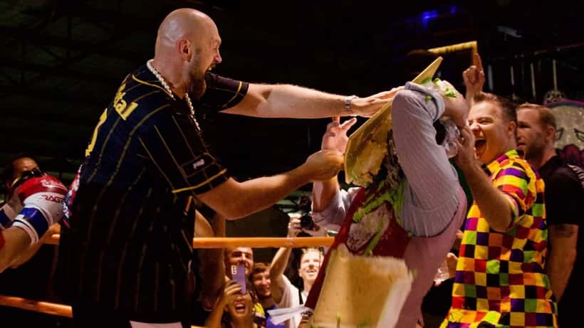 Tyson Fury in a boxing ring during a fight