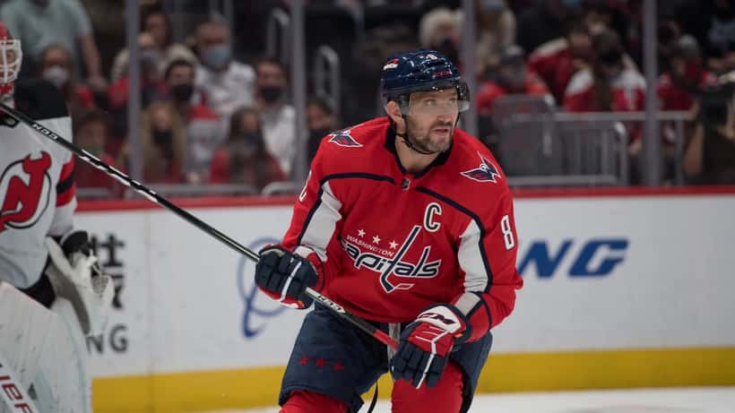 Alex Ovechkin in Washington Capitals jersey during NHL game
