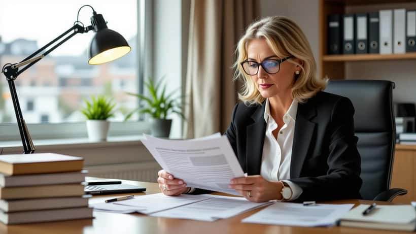 Female solicitor reviewing Advance Decision to Refuse Treatment and Lasting Power of Attorney documents in a London law office