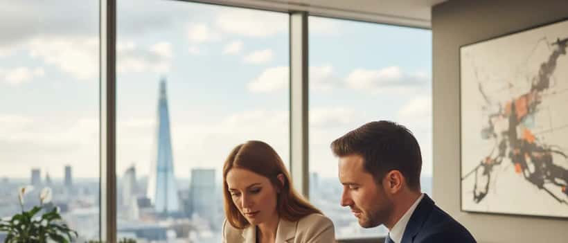 British wealth manager reviewing Spring Statement budget documents with a client