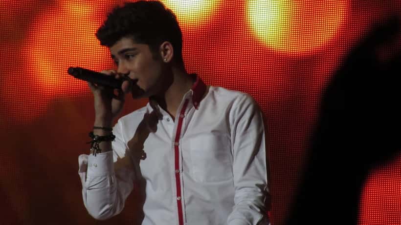 Zayn Malik performing live on stage in Glasgow