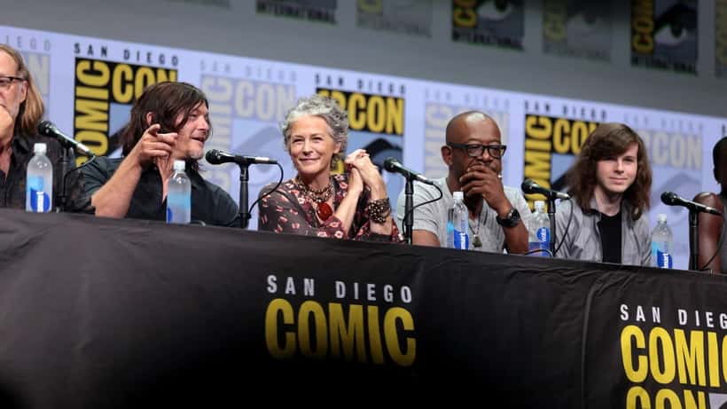 Norman Reedus, Melissa McBride, Lennie James and Chandler Riggs at a Walking Dead AMC fan event