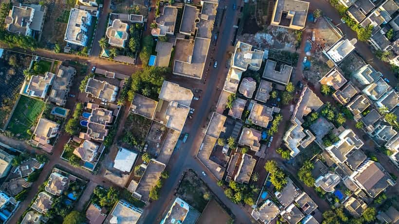 Vue aérienne du quartier ACI 2000 à Bamako, capitale du Mali