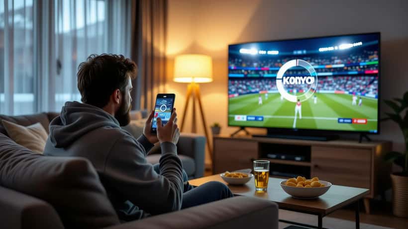 Australian man frustrated by frozen Kayo Sports streaming screen during AFL match on smart TV at home