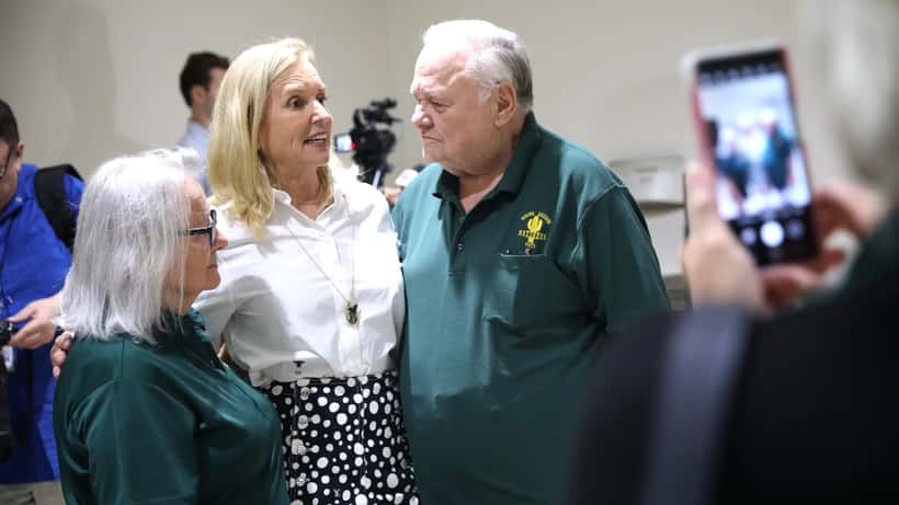 Kerry Kennedy speaking at a press conference advocating for civic and legal rights