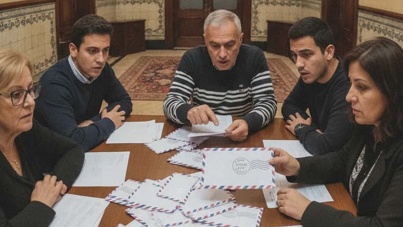 Proprietários de condomínio em Lisboa a examinar convocatória de assembleia