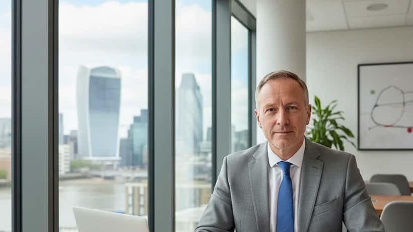 British man reviewing pension documents with a financial adviser in a London office, new tax year 2026