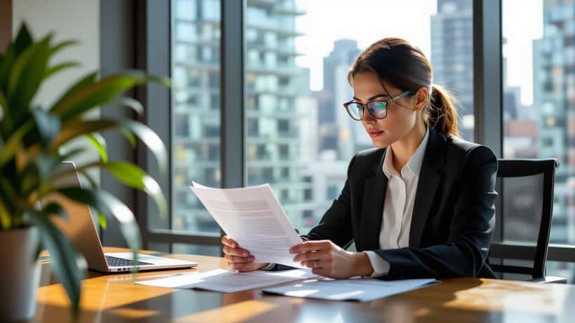 Employment lawyer reviewing a disciplinary suspension notice in a downtown Toronto office