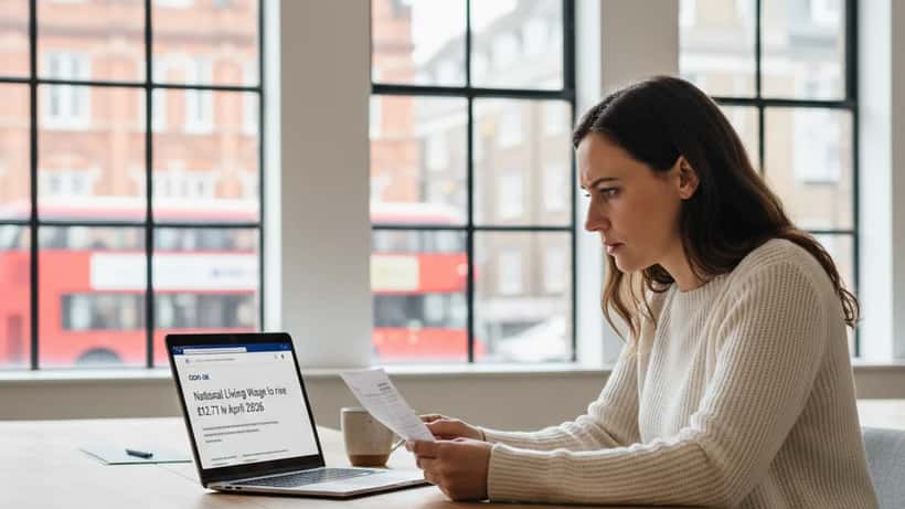 UK workers reviewing payslips after April 2026 minimum wage increase to 12.71 pounds per hour