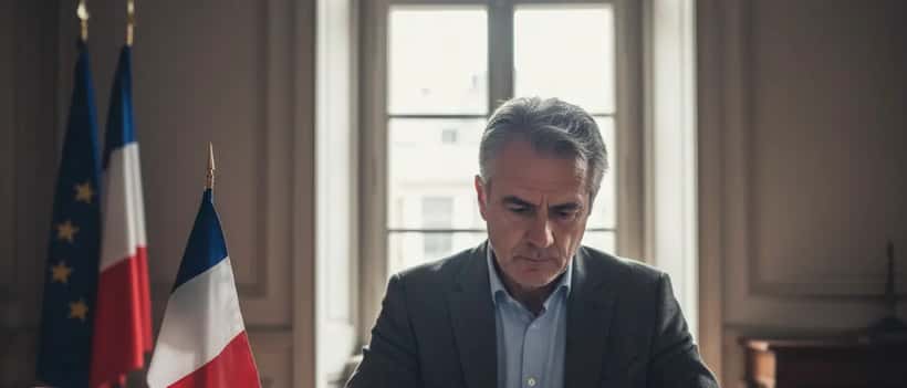 Un électeur français examine des documents électoraux avec des livres de droit en arrière-plan