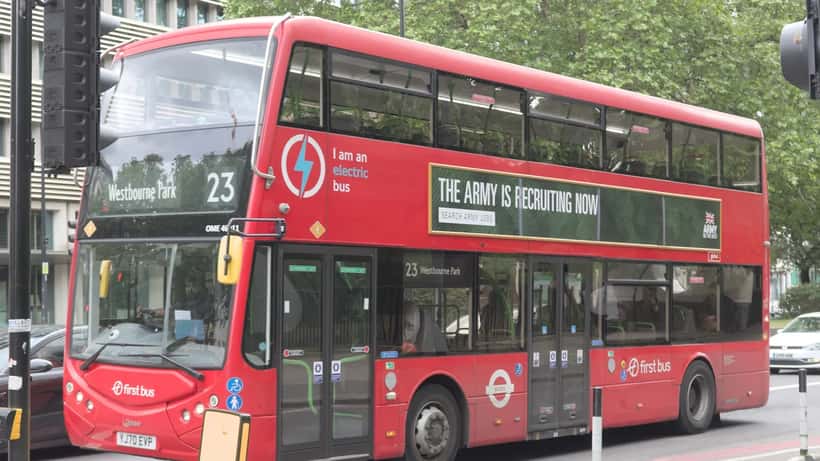 First Bus London TfL single-decker bus on a residential street in west London