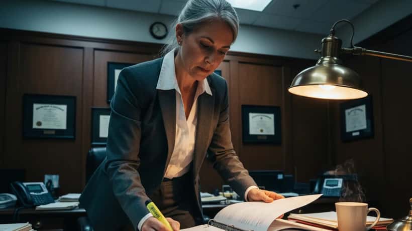 Attorney reviewing wrongful death case files in a Chicago law office