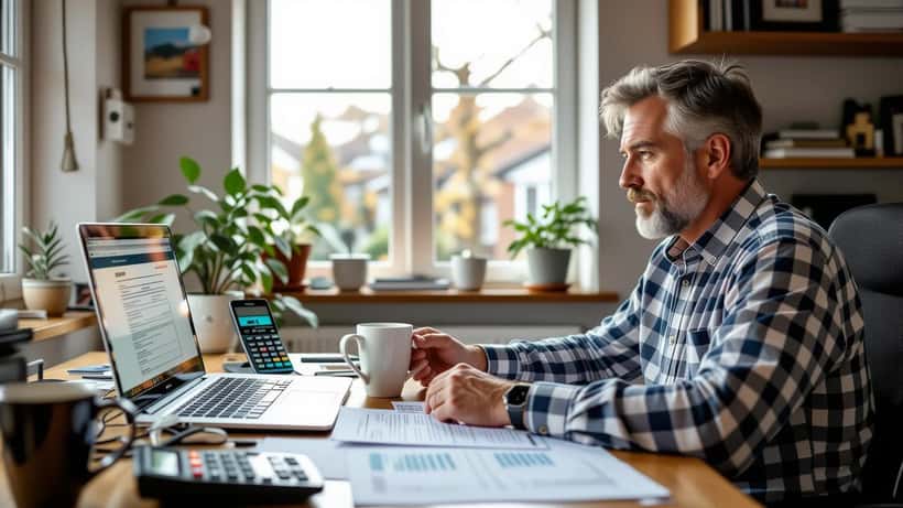 UK punter checking Betfair exchange odds on laptop with HMRC tax documents on home desk