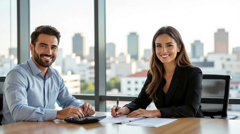 Empresário português a analisar fatura de eletricidade com valores elevados num escritório em Lisboa com calculadora e documentos de energia na mesa