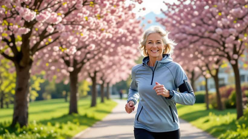 Femme senior active et rayonnante illustrant les bienfaits d'une hygiène de vie saine sur la longévité