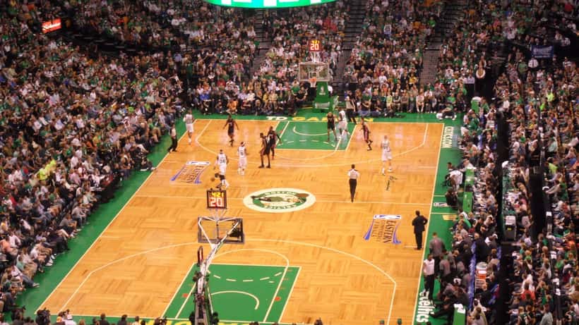 Boston Celtics NBA players during an Eastern Conference Finals game at TD Garden